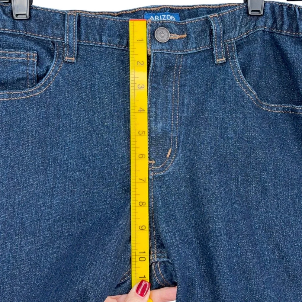 Arizona Jean Co Boys 16 Husky Blue Denim Jeans Adjustable Waist Straight Leg‎